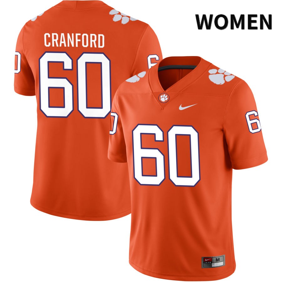 Women's Clemson Tigers Mac Cranford #60 College Orange NIL 2022 NCAA Authentic Jersey Increasing JBU10N0E